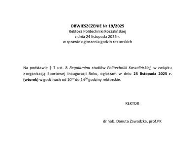 Obwieszczenie nr 19/2025