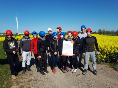 Wizyta studentów kierunku Energetyka na turbinie wiatrowej - 08.05.2019r.