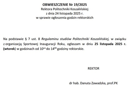 Godziny rektorskie 25.11.2025