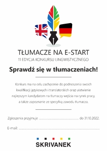 XI edycja Konkursu Lingwistycznego "Tłumacze na e-start" 