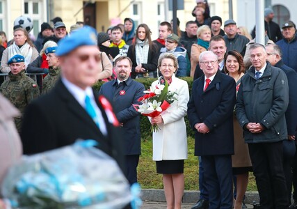 Władze uczelni na obchodach Święta Niepodległości