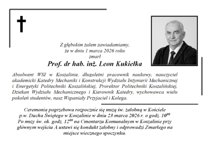 Pożegnanie Prof. dr hab. inż. Leona Kukiełki